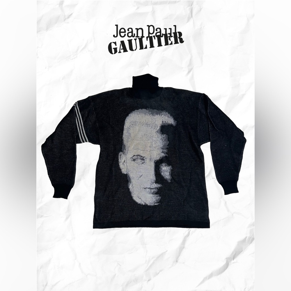 Jean Paul Gaultier Portrait Black Double Knit Turtleneck Sweater